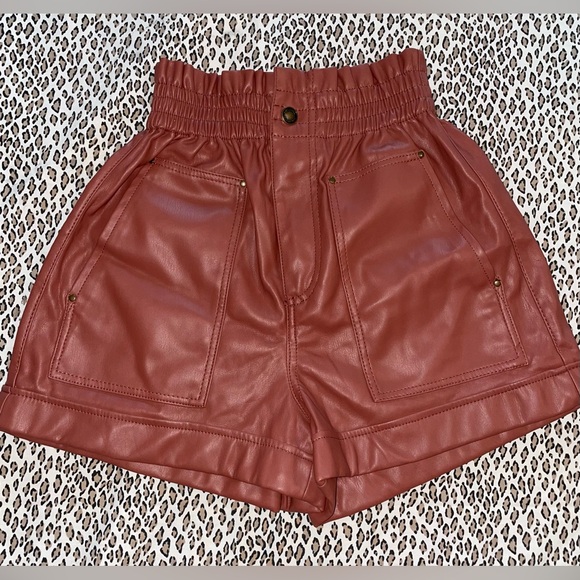 ZARA Faux Leather Paper Bag Style High Waisted Bermuda Shorts RN 77302 GUC - Picture 9 of 16